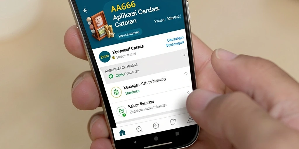 Antarmuka aplikasi AA666 yang memudahkan catatan keuangan.