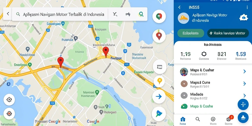 Tampilan antarmuka aplikasi INS55 untuk navigasi motor.