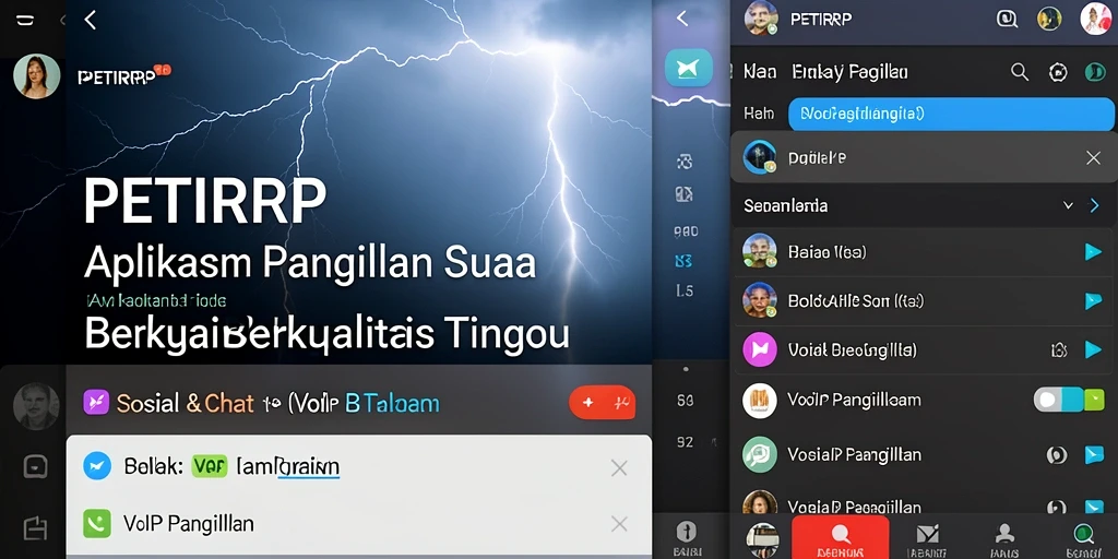 Antarmuka aplikasi PETIRRP untuk VoIP Panggilan yang menarik dan intuitif.