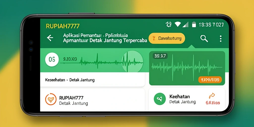 Tampilan antarmuka aplikasi RUPIAH777 untuk pemantauan detak jantung.
