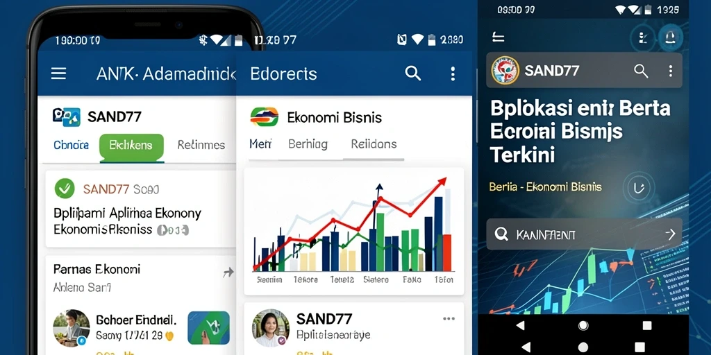 Tampilan antarmuka aplikasi SAND77 untuk berita ekonomi bisnis.