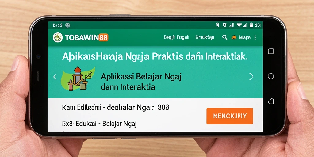 Antarmuka aplikasi TOBAWIN88 yang ramah pengguna untuk belajar ngaji.
