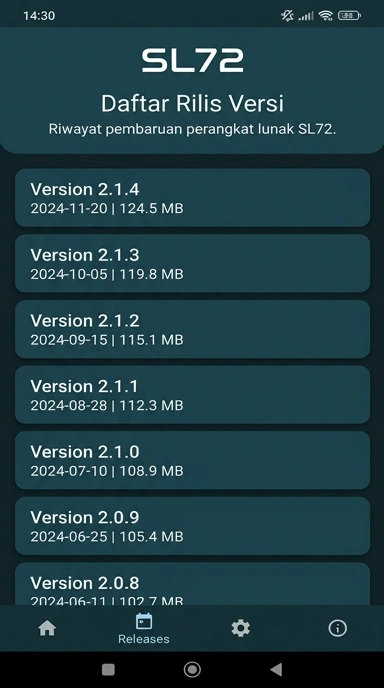 Riwayat Versi Aplikasi sl72 untuk Pengguna Android
